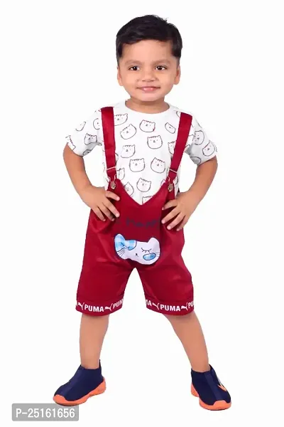 Classic Cotton Printed Dungarees for Kids Boys