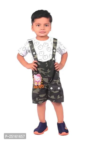 Classic Cotton Printed Dungarees for Kids Boys-thumb0
