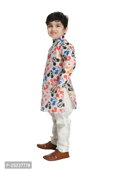 Classic Art Silk Printed Kurta Bottom set for Kids Boys-thumb3