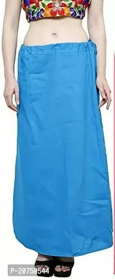 Reliable Blue Cotton Solid Stitched Patticoats For Women-thumb0
