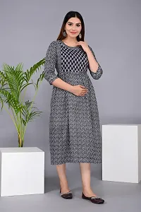 A-Line Black Cotton Maternity Kurta For Women-thumb3