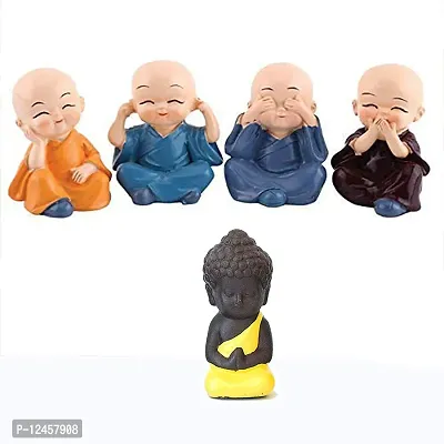 Child Baby Buddha with 4 Laughing Buddha Statue, Set of 5