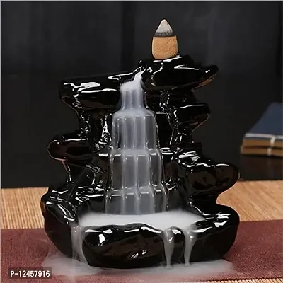 Dropping Smoke Backflow Cone Fountain Design Decorative Polyresin Incense Holder with 10 Back Flow Incense Cone 10 x 7 x 10 cm-thumb0