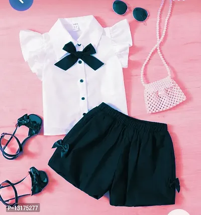 Modern stylist girls white shirt and black shorts set 01