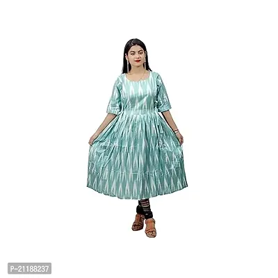 Khusbu textile Women Cotton Anarkali Printed Kurti (S, M, L, XL, XXL, XXXL, XXXXL) Available || Cotton Kurti || Printed Kurti || Kurti For Women || Kurti For Girls (Blue, X-Large)-thumb0