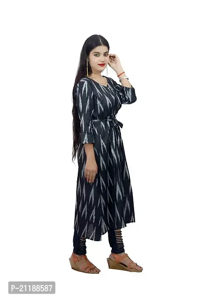 Khusbu textile Women Cotton Anarkali Printed Kurti (S, M, L, XL, XXL, XXXL, XXXXL) Available || Cotton Kurti || Printed Kurti || Kurti For Women (Black, Small)-thumb3