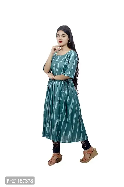 Khusbu textile Women Cotton Anarkali Printed Kurti (S, M, L, XL, XXL, XXXL, XXXXL) Available || Cotton Kurti || Printed Kurti || Kurti For Women || Kurti For Girls (Blue, Large)