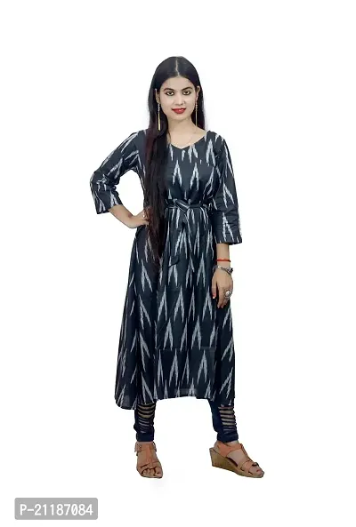 Khusbu textile Women Cotton Anarkali Printed Kurti (S, M, L, XL, XXL, XXXL, XXXXL) Available || Cotton Kurti || Printed Kurti || Kurti For Women (Black, XX-Large)