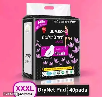 Jumbo Extra Comfort Large Day And Night Protection Leakage Free Dry Net Sanitary Napkin Pads-40 Pads, 3XL-thumb0