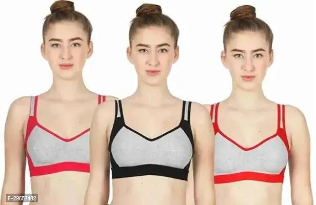 Stylish Multicoloured Cotton Solid Bras For Women PACK OF 3-thumb0