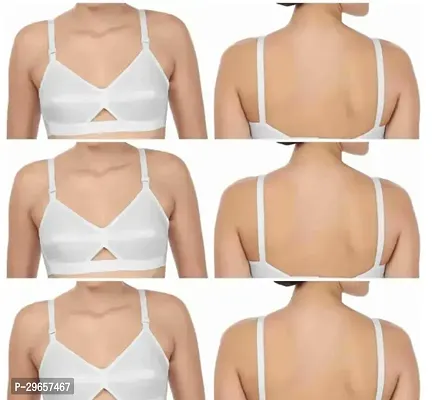 Stylish White Cotton Solid Bras For Women PACK OF 6-thumb0