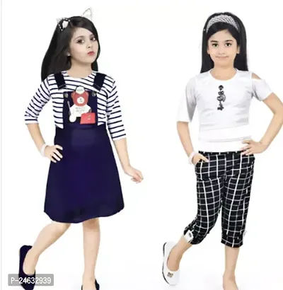 Fabulous Cotton Blend Printed  Frocks Pack of 2 For Girls