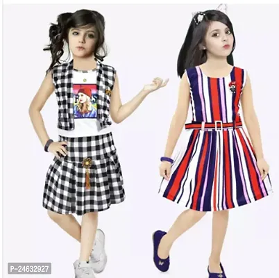 Fabulous Cotton Blend Printed  Frocks Pack of 2 For Girls-thumb0