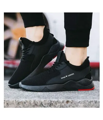 Black Outdoor Casual Sneakers For Men