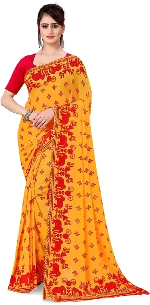 Trendy Women Georgette Saree with Blouse piece