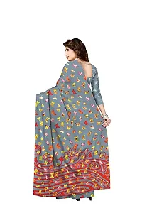 Grey Printed Georgette Saree with Blouse Piece-thumb1