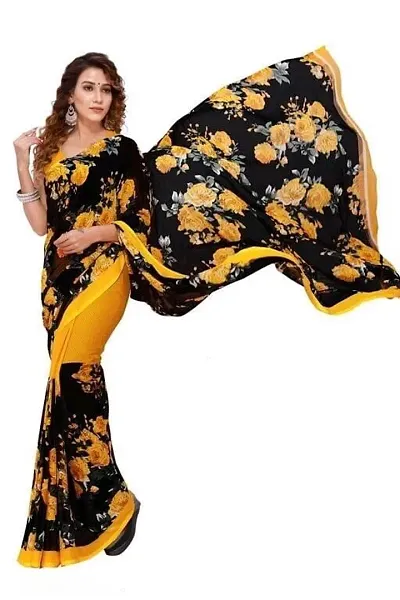 Dailywear Georgette Printed Sarees with Blouse piece