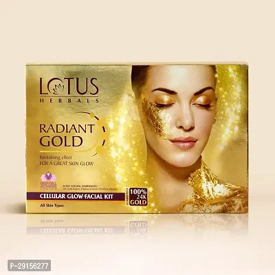 Lotus Herbals Radiant Gold Facial Kit for Instant Glow with 24 K Pure Gold  Papaya,4 Easy Steps, (single Use) 1 Count (pack of 1)-thumb0