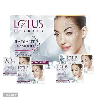 Lotus Herbals Radiant Diamond Cellular Radiance 4 In 1 Facial Kit | With Diamon Dust  Cinnamon | For All Skin Types | 4x37g, 148g (Pack of 1)-thumb0