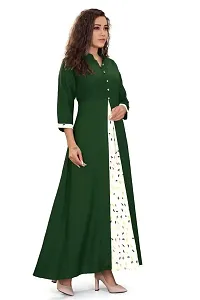 Zomxon Pvt Ltd Women's Rayon Anarkali Kurti, Color- Green, Size - M-thumb1