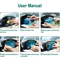 Car Accessories 4pcs Car Rearview Mirror Films Anti-Rain Fog Waterproof PET Clear Film Accessories (2 Oval + 2 Square Film)-thumb1