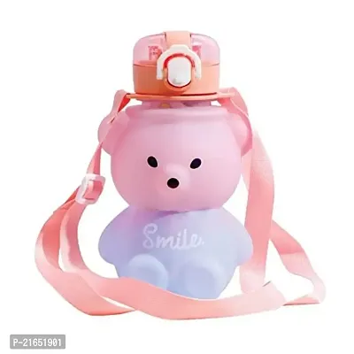 SPILLS Teddy Bear Water Bottle, Anti Leak (Orange  Blue)