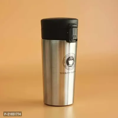 Stainless Steel Thermos Coffee Mug Cup with Lid || Travel Coffee Mug || Insulated Cup for Hot  Cold Drinks || Hot and Cold Temperatures Coffee Mug or Tea Mug (Silver)-thumb4