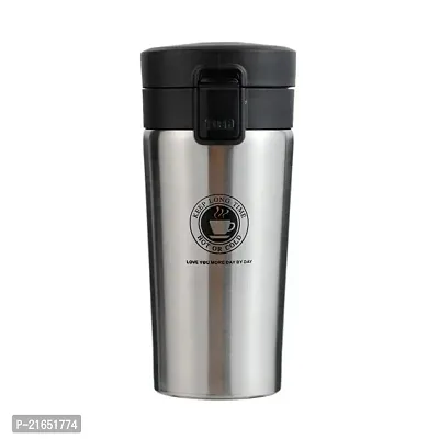 Stainless Steel Thermos Coffee Mug Cup with Lid || Travel Coffee Mug || Insulated Cup for Hot  Cold Drinks || Hot and Cold Temperatures Coffee Mug or Tea Mug (Silver)-thumb0