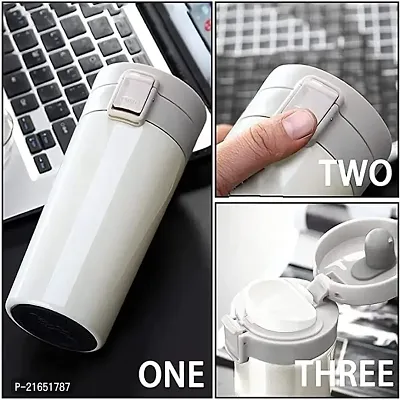 Stainless Steel Thermos Coffee Mug Cup with Lid || Travel Coffee Mug || Insulated Cup for Hot  Cold Drinks || Hot and Cold Temperatures Coffee Mug or Tea Mug (White)-thumb3