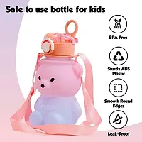 SPILLS Teddy Bear Water Bottle, Anti Leak (Orange  Blue)-thumb2