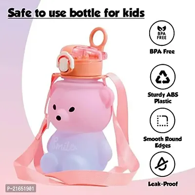 SPILLS Teddy Bear Water Bottle, Anti Leak (Orange  Blue)-thumb3