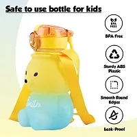 Cute Bear Water Bottle with Straw, Kawaii Bear Shape Leakproof BPA Free Drinking Water Bottle, Plastic Portable Drinking Bottle for Women Girls Toddler Kids 800 ML(Yellow  Green)-thumb2