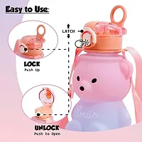 SPILLS Teddy Bear Water Bottle, Anti Leak (Orange  Blue)-thumb1