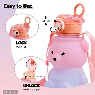 SPILLS Teddy Bear Water Bottle, Anti Leak (Orange  Blue)-thumb2