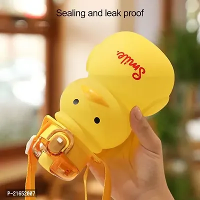 SPILLS Duck Water Bottle with Straw and Strap, Portable Leakproof BPA-free Drinking Cups for Sports Camping Hiking Travel Picnic (Yellow)-thumb2