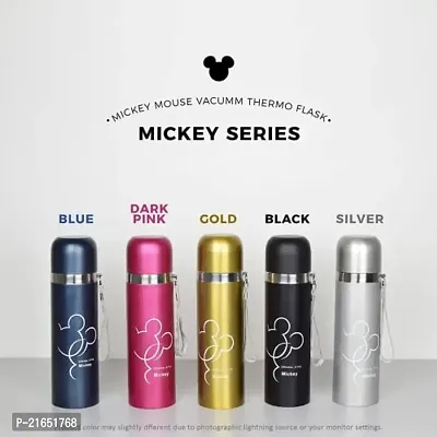 Spills Thermos Stainless Steel Double Wall Insulated Thermos Cup Mickey Mouse Printed Hygienic Flask Bottle 500 ml Water Bottle (Set of 1) (Black)-thumb4
