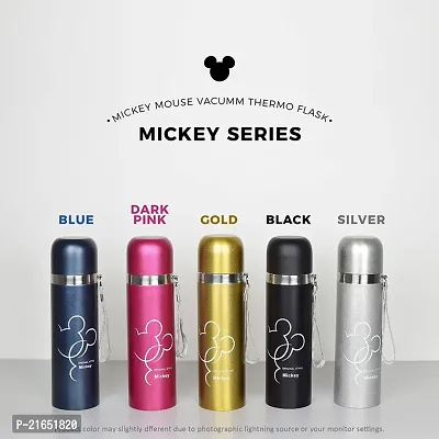 Spills Thermos Stainless Steel Double Wall Insulated Thermos Cup Mickey Mouse Printed Hygienic Flask Bottle 500 ml Water Bottle (Set of 1) (Pink)-thumb4