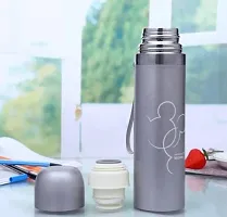 Spills Thermos Stainless Steel Double Wall Insulated Thermos Cup Mickey Mouse Printed Hygienic Flask Bottle 500 ml Water Bottle (Set of 1) (Silver)-thumb2