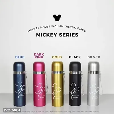 Spills Thermos Stainless Steel Double Wall Insulated Thermos Cup Mickey Mouse Printed Hygienic Flask Bottle 500 ml Water Bottle (Set of 1) (Silver)-thumb4