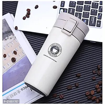 Stainless Steel Thermos Coffee Mug Cup with Lid || Travel Coffee Mug || Insulated Cup for Hot  Cold Drinks || Hot and Cold Temperatures Coffee Mug or Tea Mug (White)-thumb0