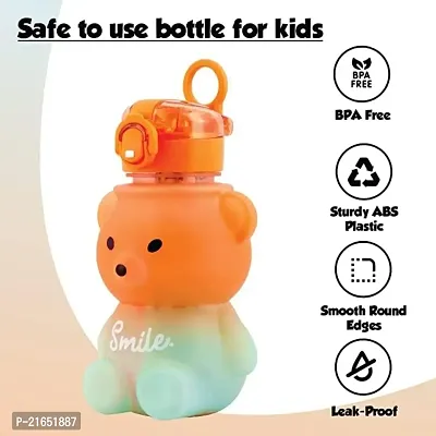 SPILLS Cute Bear Straw Bottle For Kids Large Capacity Teddy Water Bottle with Strap and Straw 800Ml?-thumb5