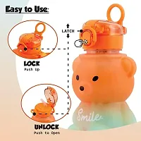 SPILLS Cute Bear Straw Bottle For Kids Large Capacity Teddy Water Bottle with Strap and Straw 800Ml?-thumb1