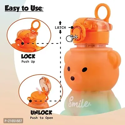 SPILLS Cute Bear Straw Bottle For Kids Large Capacity Teddy Water Bottle with Strap and Straw 800Ml?-thumb2