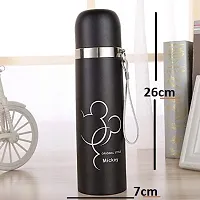 Spills Thermos Stainless Steel Double Wall Insulated Thermos Cup Mickey Mouse Printed Hygienic Flask Bottle 500 ml Water Bottle (Set of 1) (Black)-thumb4