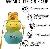 SPILLS Duck Water Bottle with Straw and Strap, Portable Leakproof BPA-free Drinking Cups for Sports Camping Hiking Travel Picnic (Blue)-thumb1