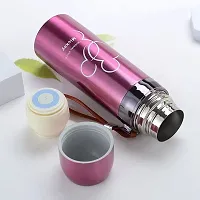 Spills Thermos Stainless Steel Double Wall Insulated Thermos Cup Mickey Mouse Printed Hygienic Flask Bottle 500 ml Water Bottle (Set of 1) (Pink)-thumb1