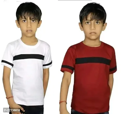 Stylish Multicoloured Cotton Solid Tees For Boys