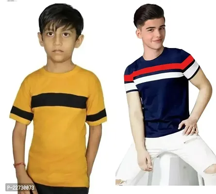 Stylish Multicoloured Cotton Solid Tees For Boys-thumb0