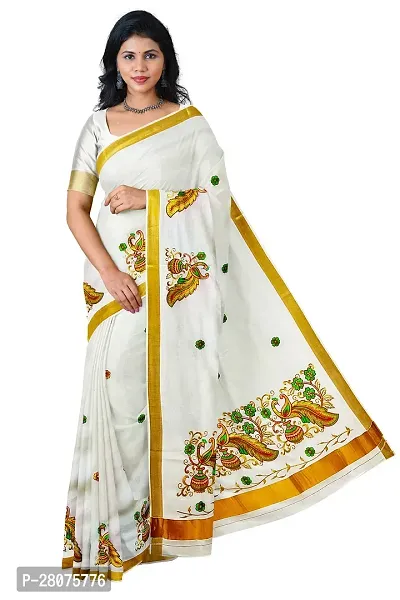 Classic Cotton Saree with Blouse piece for women-thumb0