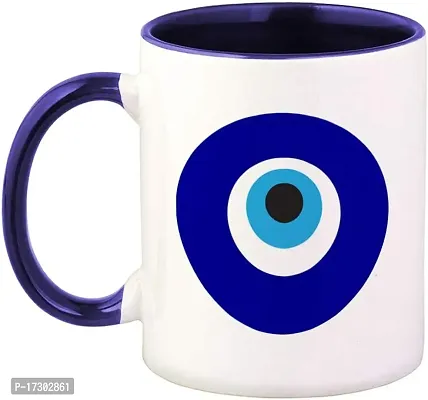 APSRA Colorful Coffee Mug Evil Eye Nazar Hamsa Hand Religions Other Funny Humor Laugh Ceramic Tea Cup 11 Oz Blue Inner Handle